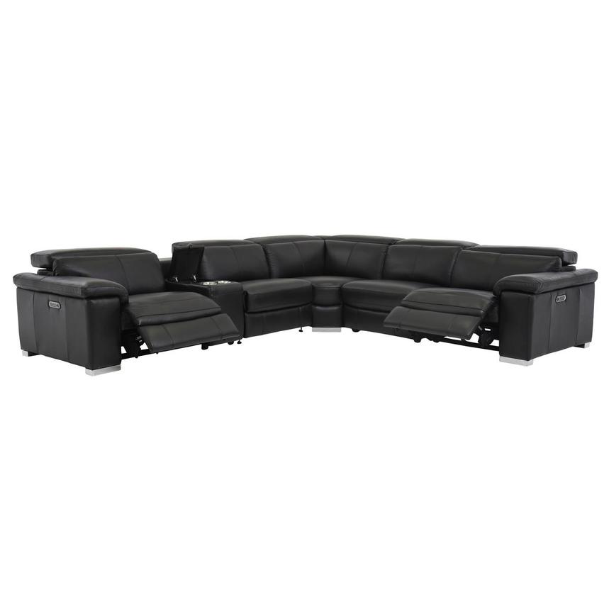 Charlie Black Leather Power Reclining Sectional with 6PCS/2PWR  alternate image, 2 of 10 images.