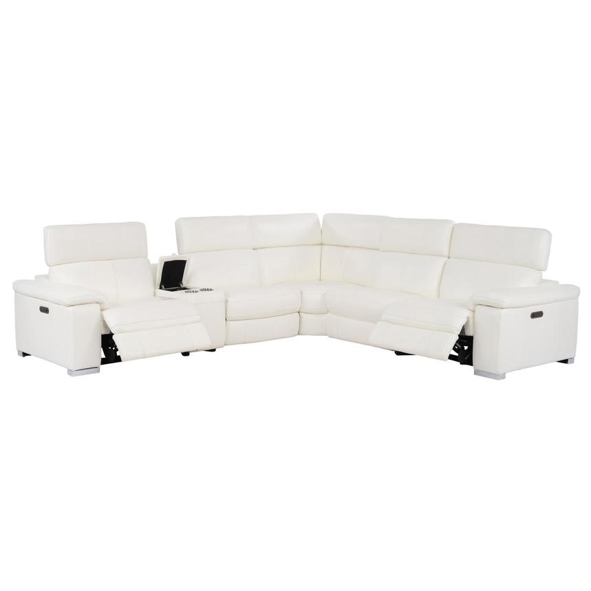 Charlie White Leather Power Reclining Sectional with 6PCS/2PWR  alternate image, 3 of 13 images.