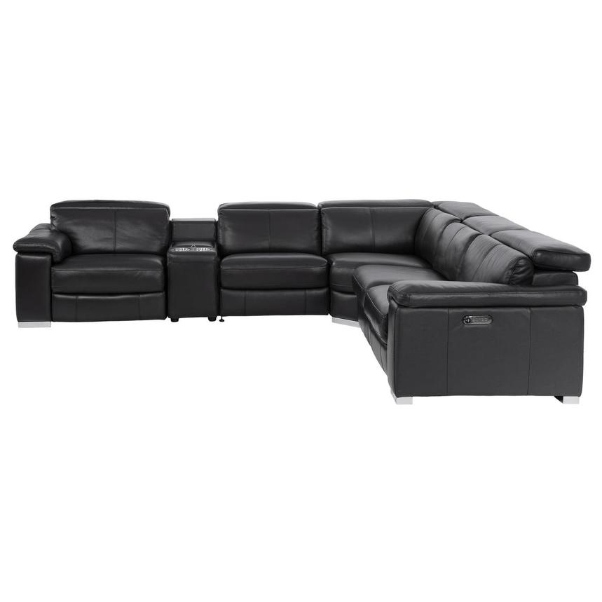 Charlie Black Leather Power Reclining Sectional with 6PCS/2PWR alternate image, 3 of 12 images.