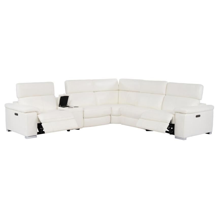 Charlie White Leather Power Reclining Sectional with 6PCS/2PWR alternate image, 3 of 13 images.