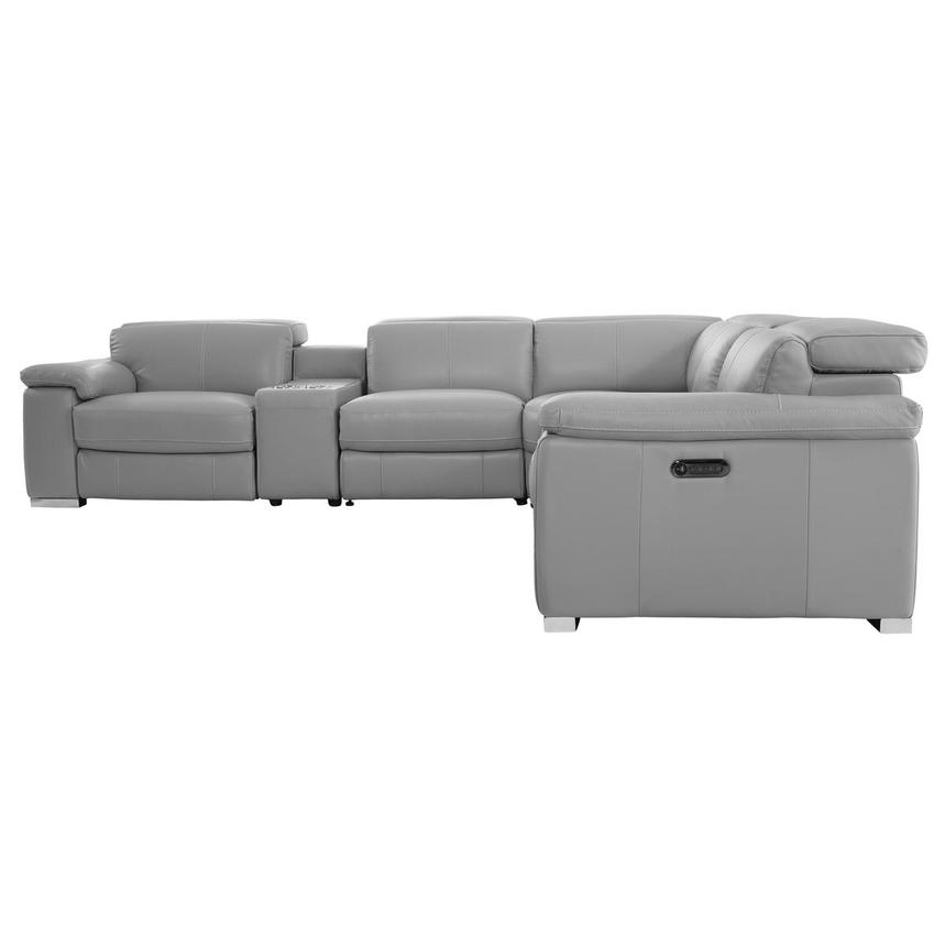 Charlie Light Gray Leather Power Reclining Sectional with 6PCS/2PWR alternate image, 3 of 16 images.