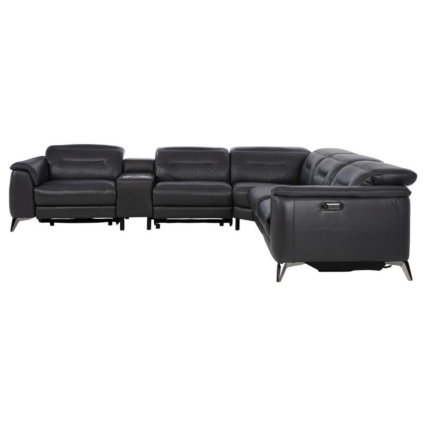 Anabel Gray Leather Power Reclining Sectional with 6PCS/2PWR  alternate image, 4 of 13 images.