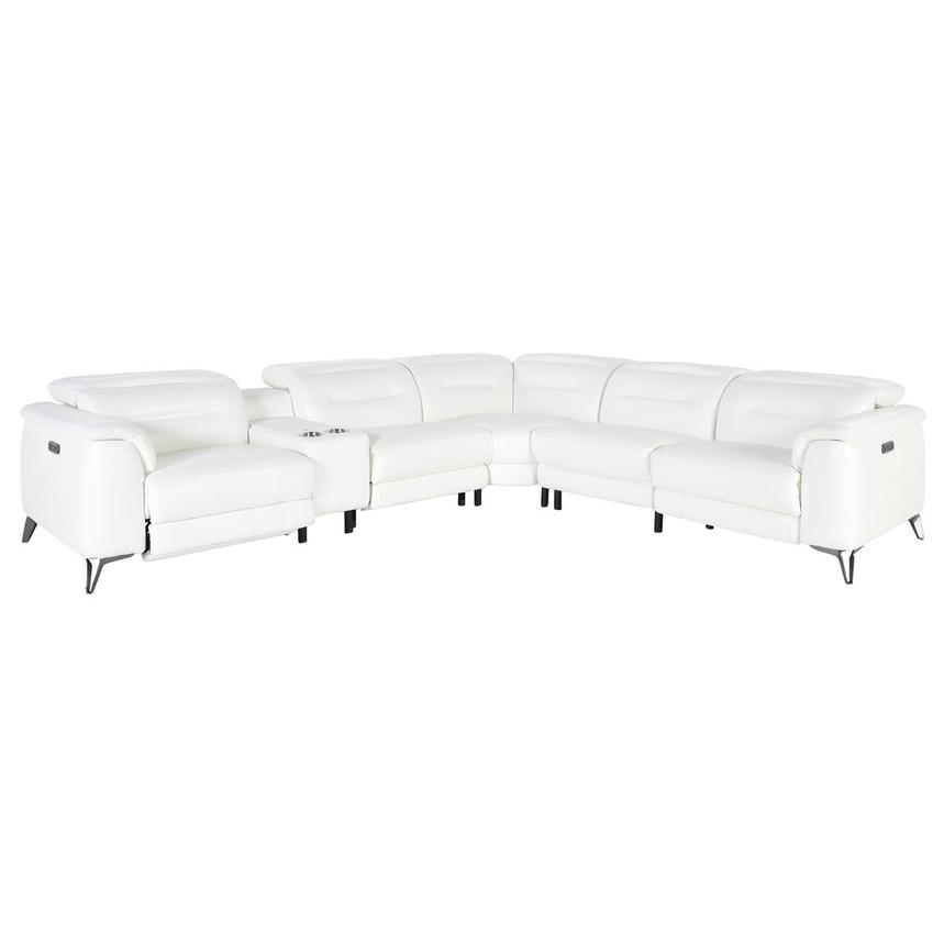 Anabel White Leather Power Reclining Sectional with 6PCS/3PWR  main image, 1 of 6 images.