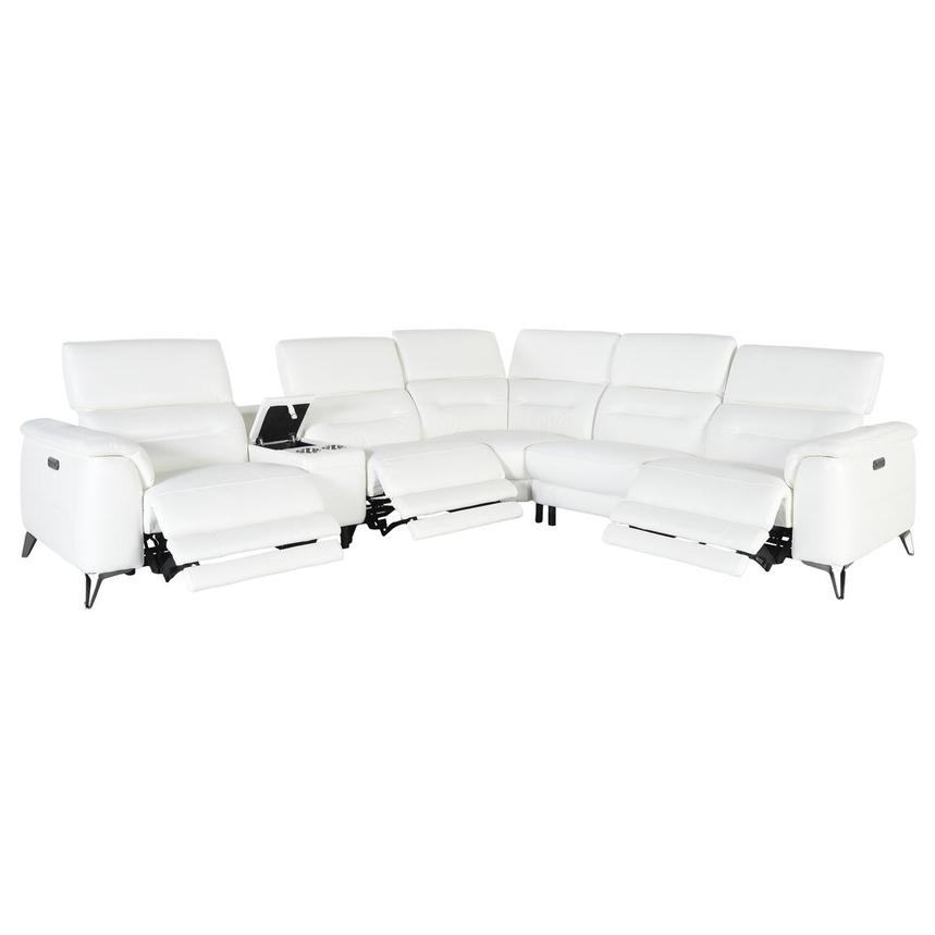 Anabel White Leather Power Reclining Sectional with 6PCS/2PWR  alternate image, 2 of 6 images.