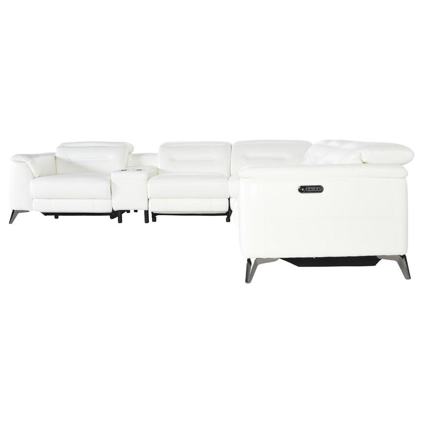 Anabel White Leather Power Reclining Sectional with 6PCS/3PWR  alternate image, 3 of 6 images.