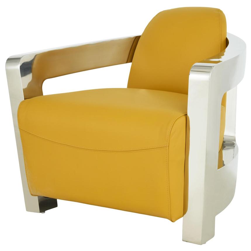 Aviator II Yellow Leather Accent Chair  main image, 1 of 9 images.