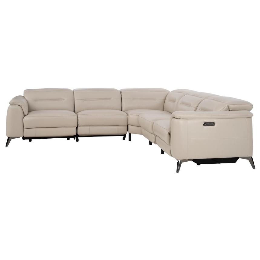 Anabel Cream Leather Power Reclining Sectional with 5PCS/2PWR  alternate image, 3 of 10 images.