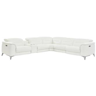 Anabel White Leather Power Reclining Sectional with 6PCS/2PWR
