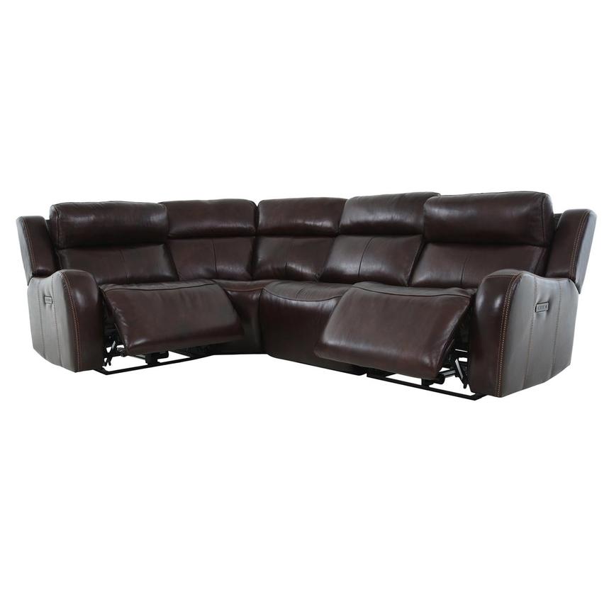 Jake Brown Leather Power Reclining Sectional with 4PCS/2PWR  alternate image, 3 of 9 images.