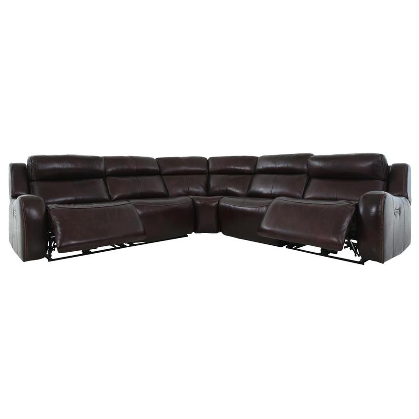 Jake Brown Leather Power Reclining Sectional with 5PCS/2PWR  alternate image, 3 of 9 images.