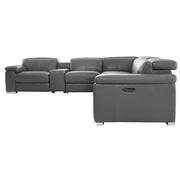 Charlie Gray Leather Power Reclining Sectional with 7PCS/3PWR  alternate image, 4 of 14 images.