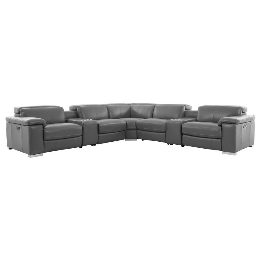 Charlie Gray Leather Power Reclining Sectional with 7PCS/3PWR main image, 1 of 14 images.