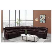 Jake Brown Leather Power Reclining Sectional with 6PCS/3PWR  alternate image, 2 of 15 images.