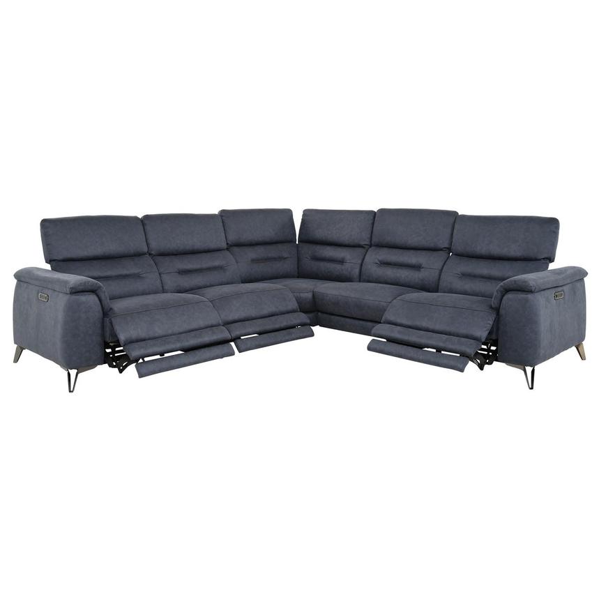 Claribel II Blue Power Reclining Sectional with 5PCS/3PWR  alternate image, 2 of 9 images.