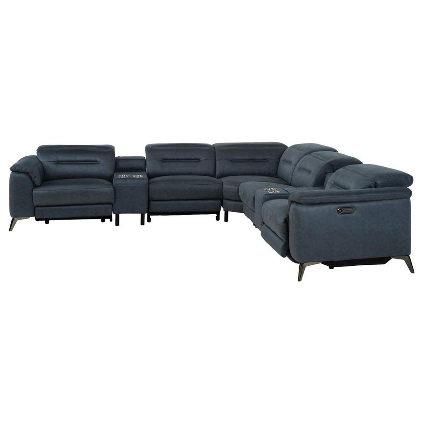 Claribel II Blue Power Reclining Sectional with 7PCS/3PWR  alternate image, 3 of 11 images.
