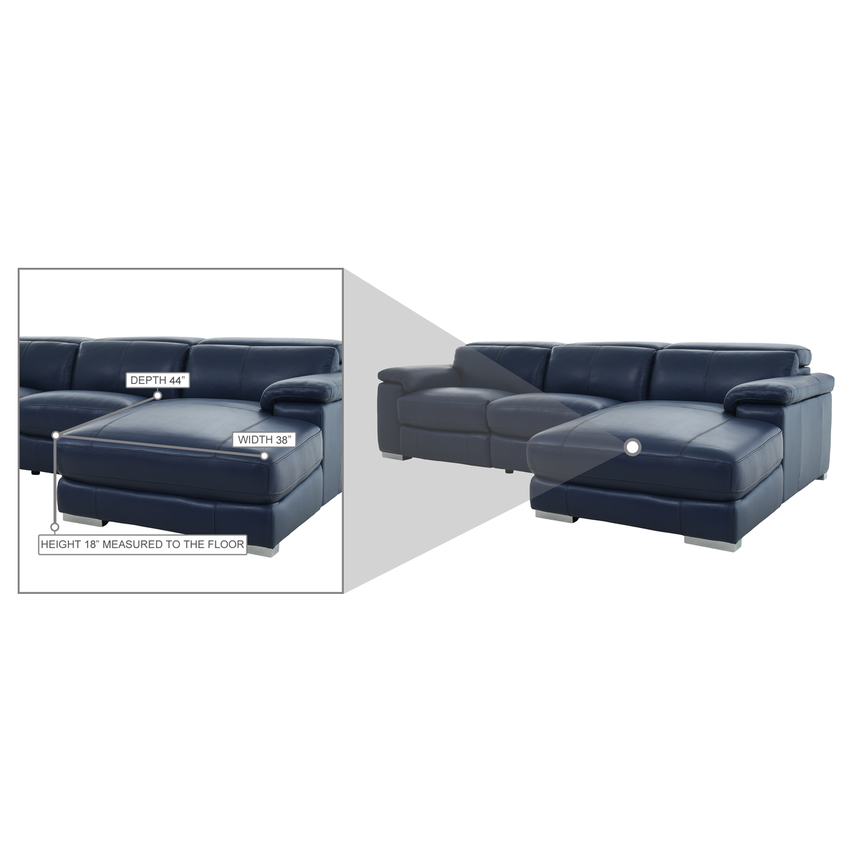 Charlie Blue Corner Sofa w/Right Chaise  alternate image, 15 of 15 images.