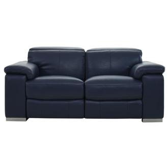 Charlie Blue Leather Power Reclining Loveseat