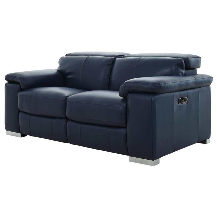 Charlie Blue Leather Power Reclining Loveseat  alternate image, 2 of 11 images.