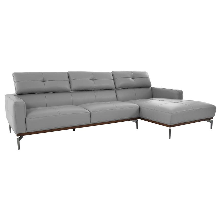 Nate Gray Leather Corner Sofa w/Right Chaise  alternate image, 5 of 15 images.