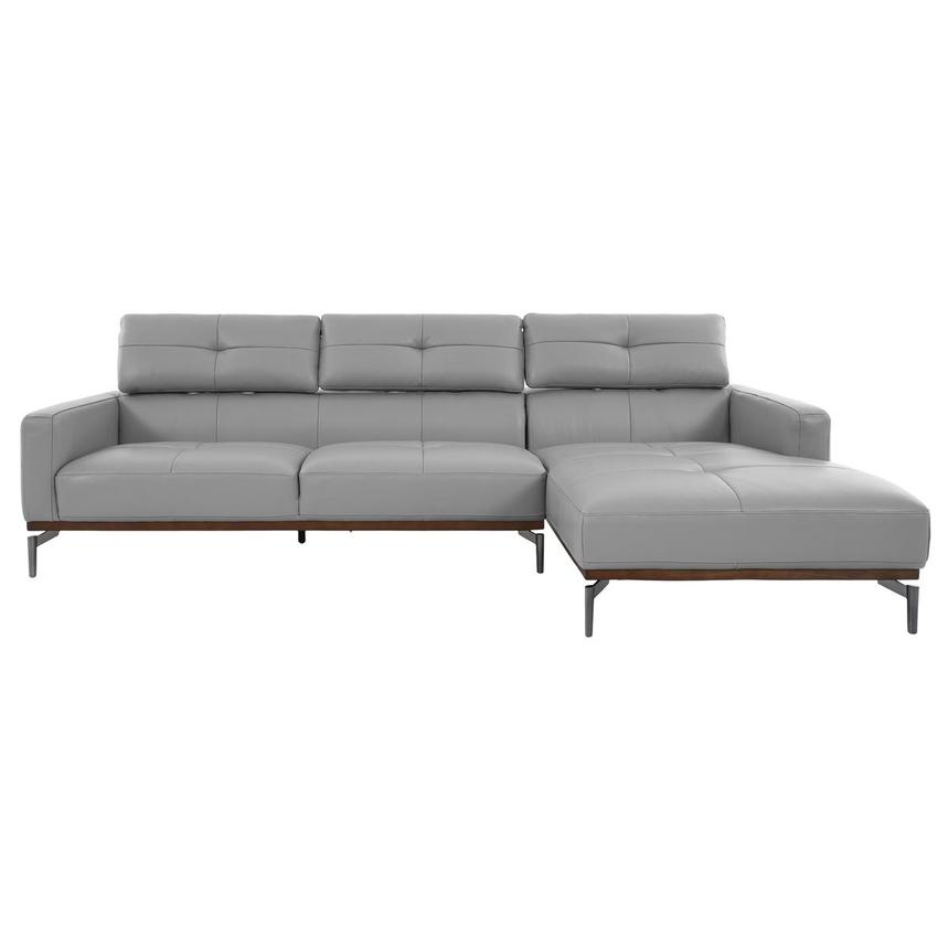Nate Gray Leather Corner Sofa w/Right Chaise  alternate image, 3 of 15 images.