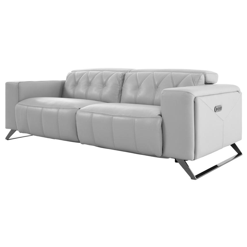 Anchi Silver Leather Power Reclining Sofa  alternate image, 2 of 11 images.