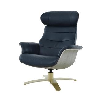 Enzo II Dark Blue Leather Swivel Chair