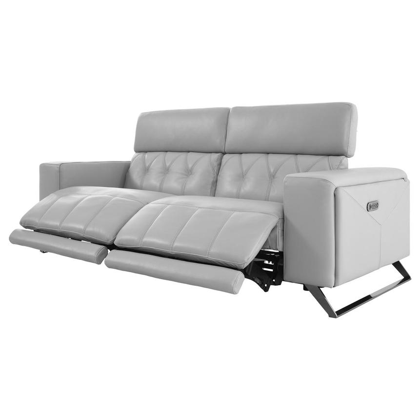 Anchi Silver Leather Power Reclining Sofa alternate image, 3 of 12 images.