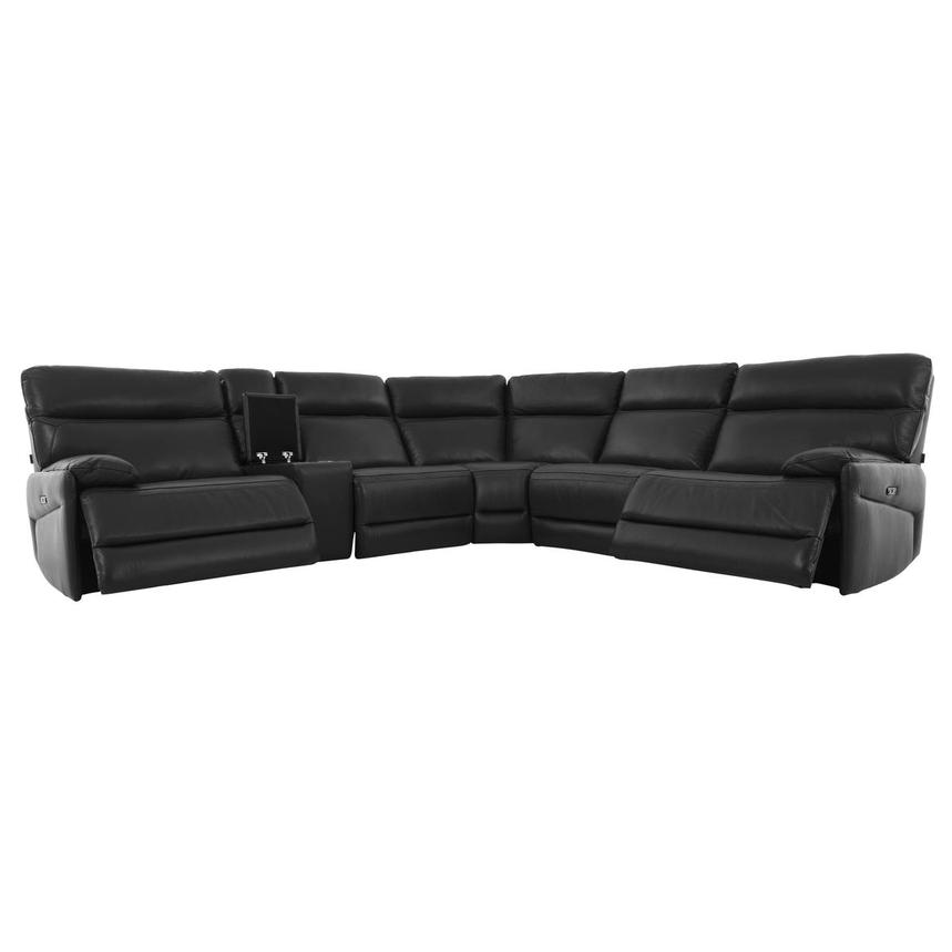 Benz Dark Gray Leather Power Reclining Sectional with 6PCS/2PWR  alternate image, 2 of 12 images.