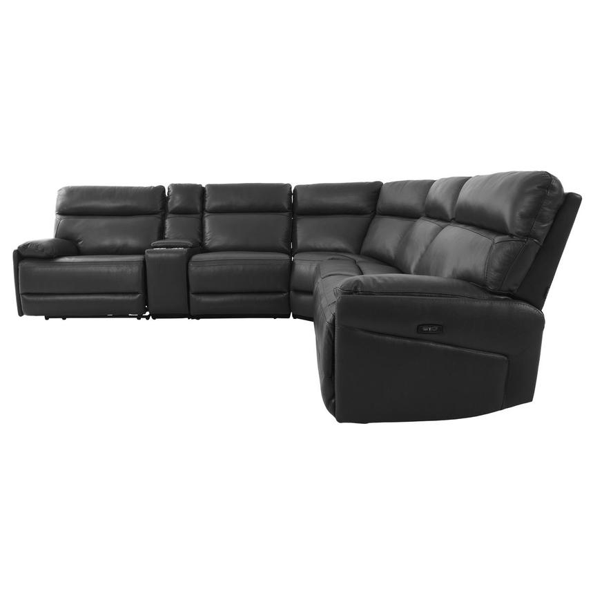 Benz Dark Gray Leather Power Reclining Sectional with 6PCS/3PWR  alternate image, 3 of 12 images.