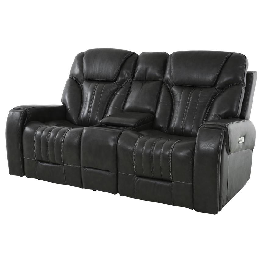 Bruce Power Reclining Leather Sofa w/Console  alternate image, 2 of 12 images.
