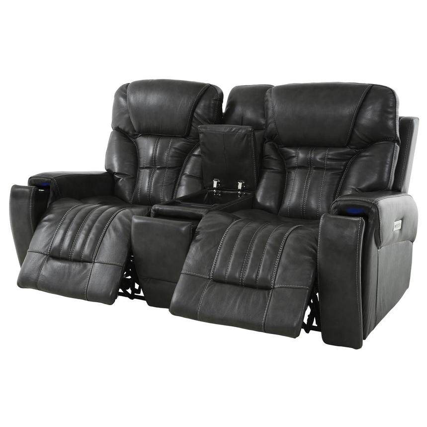 Bruce Power Reclining Leather Sofa w/Console  alternate image, 3 of 12 images.