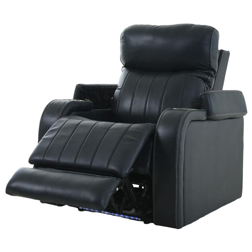 Santiago Blue Leather Power Recliner  alternate image, 2 of 12 images.