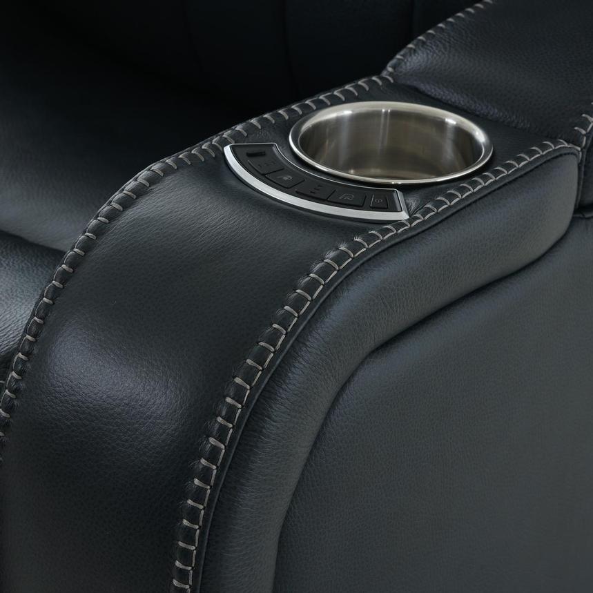 Santiago Blue Leather Power Recliner  alternate image, 7 of 12 images.