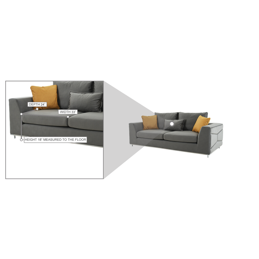 Grigio Gray Sofa  alternate image, 8 of 8 images.