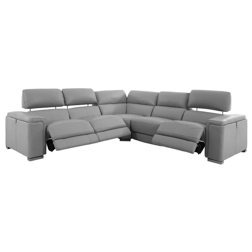 Charlette Silver Leather Power Reclining Sectional  alternate image, 2 of 11 images.