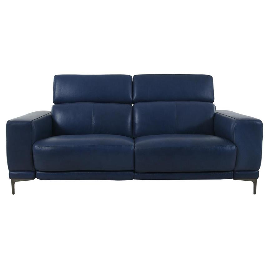 Sid Blue Leather Power Reclining Sofa  alternate image, 8 of 13 images.