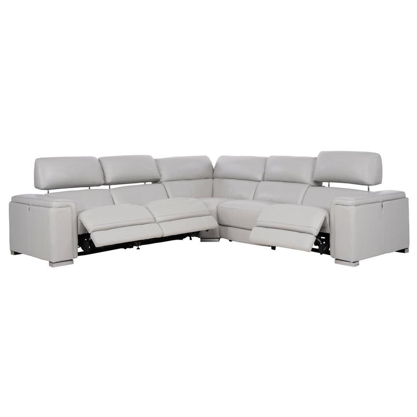 Charlette Silver Leather Power Reclining Sectional alternate image, 2 of 9 images.