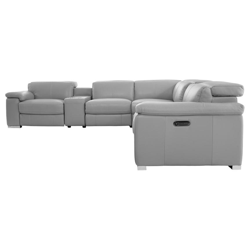 Charlie Light Gray Leather Power Reclining Sectional with 7PCS/3PWR  alternate image, 3 of 15 images.