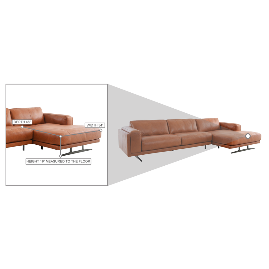 Symphony Leather Sofa w/Right Chaise  alternate image, 13 of 13 images.