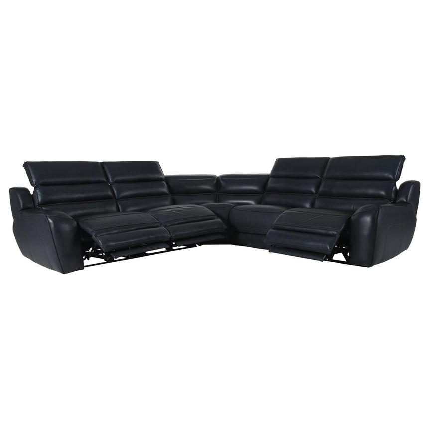 Cosmo II Blueberry Leather Power Reclining Sectional with 5PCS/3PWR