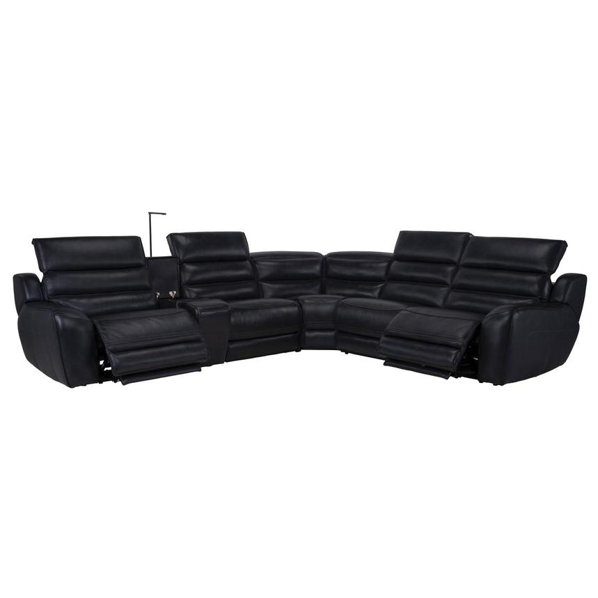 Cosmo II Blueberry Leather Power Reclining Sectional with 6PCS/2PWR  alternate image, 3 of 14 images.