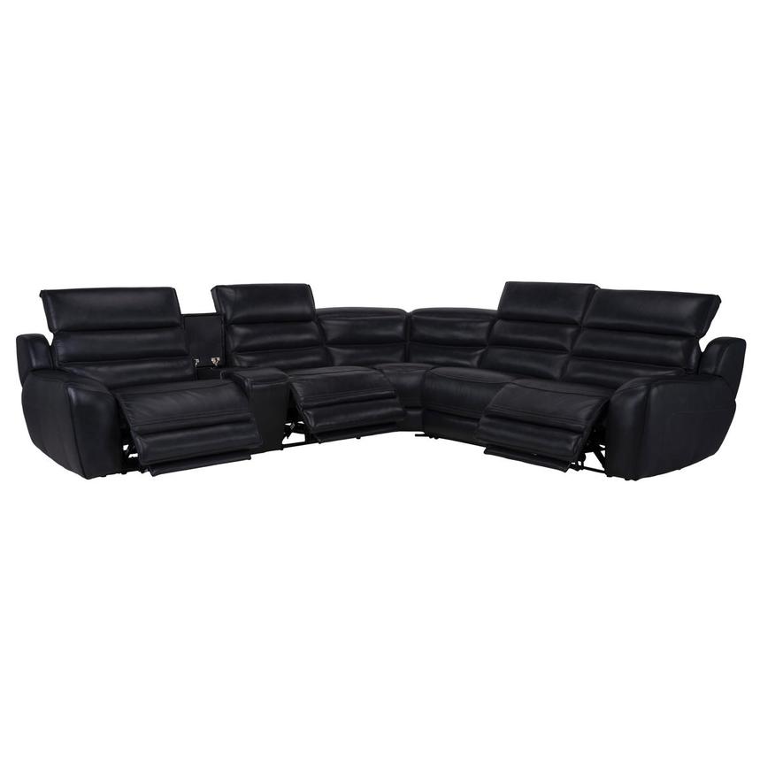 Cosmo II Blueberry Leather Power Reclining Sectional with 6PCS/3PWR  alternate image, 3 of 14 images.