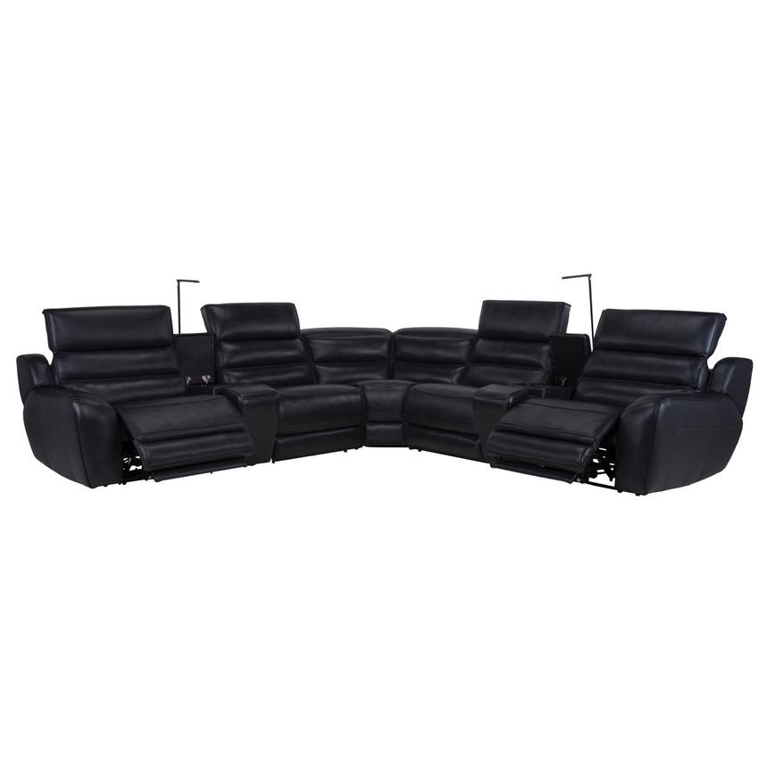Cosmo II Blueberry Leather Power Reclining Sectional with 7PCS/3PWR  alternate image, 3 of 15 images.