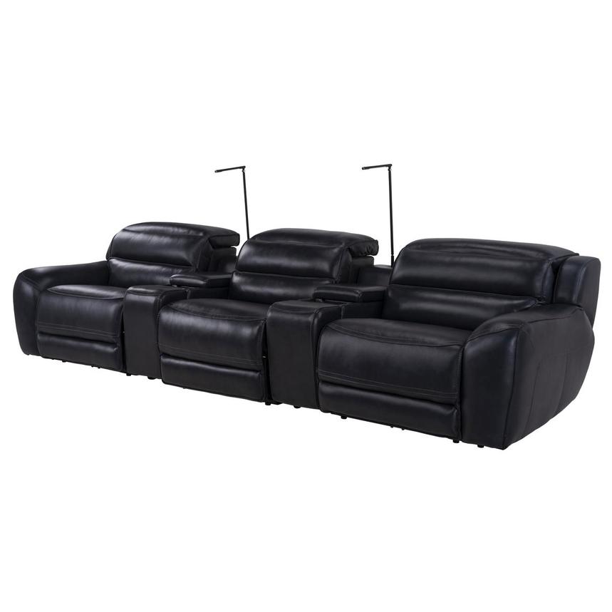 Cosmo II Blueberry Home Theater Leather Seating with 5PCS/2PWR  alternate image, 3 of 11 images.