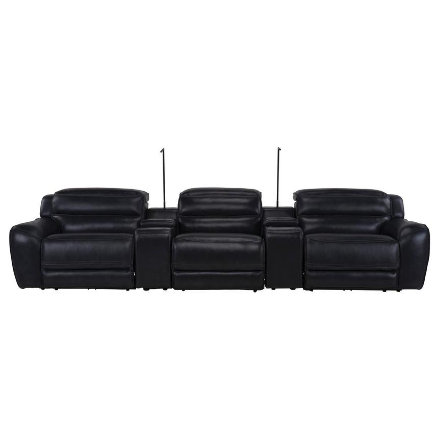 Cosmo II Blueberry Home Theater Leather Seating with 5PCS/2PWR main image, 1 of 11 images.