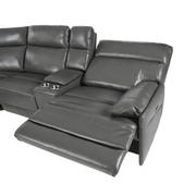 Benz Gray Leather Power Reclining Sectional with 4PCS/2PWR  alternate image, 6 of 10 images.