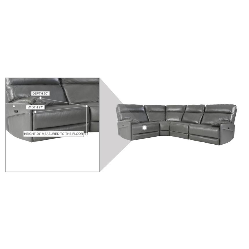 Benz Gray Leather Power Reclining Sectional with 4PCS/2PWR  alternate image, 10 of 10 images.