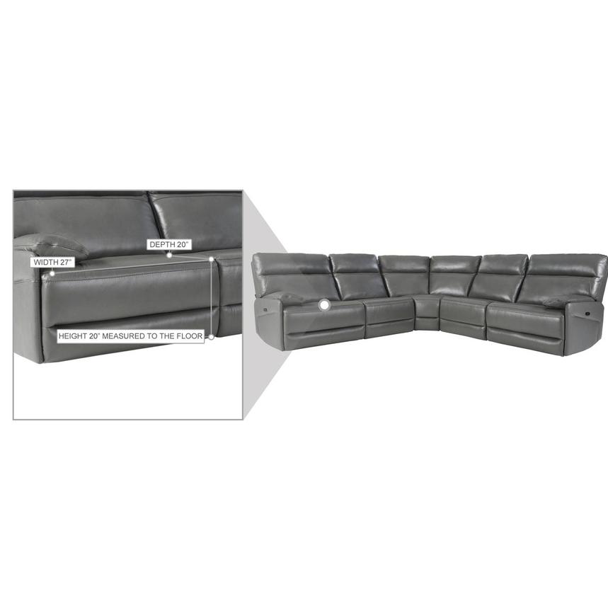 Benz Gray Leather Power Reclining Sectional with 5PCS/2PWR  alternate image, 10 of 10 images.