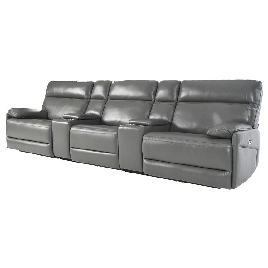Benz Gray Home Theater Leather Seating with 5PCS/3PWR  alternate image, 2 of 13 images.