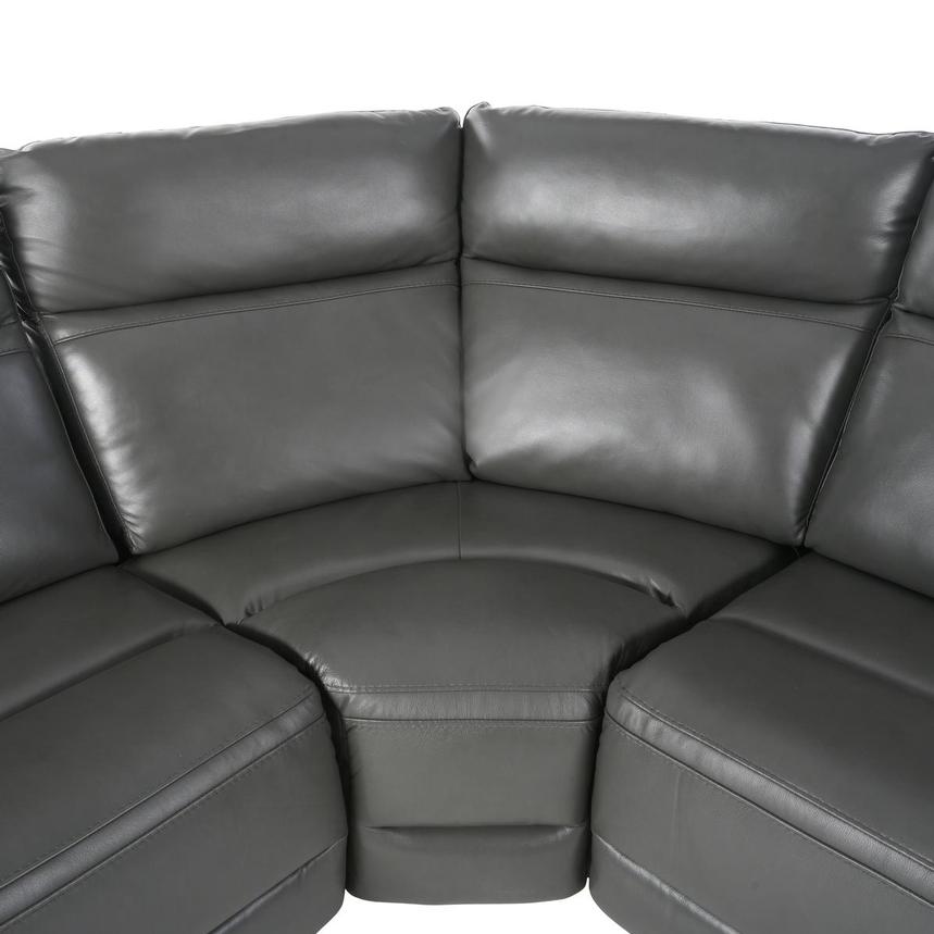 Benz Gray Leather Power Reclining Sectional with 5PCS/3PWR  alternate image, 5 of 10 images.
